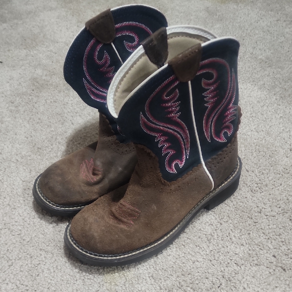 Ariat Brown and Blue Heeled Boots